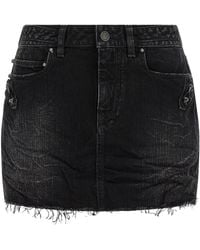 Balenciaga - Frayed Edge Denim Mini Skirt - Lyst