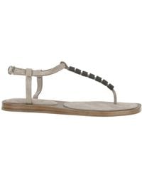 Brunello Cucinelli - Beaded-Strap Sandals - Lyst