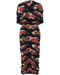 Magda Butrym - Ruched Layered Floral-Print Jersey Maxi Dress - Lyst