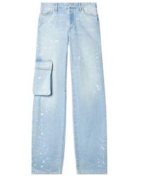 Off-White c/o Virgil Abloh - Toybox Painted Logo Patch Wide Leg Jeans - Lyst