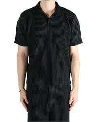 Homme Plissé Issey Miyake - Homme Plissé Issey Miyake Short Sleeved Pleated Polo Shirt - Lyst