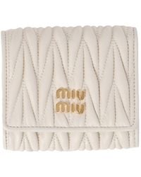 Miu Miu - Logo-Lettering Matelassé Leather Wallet - Lyst