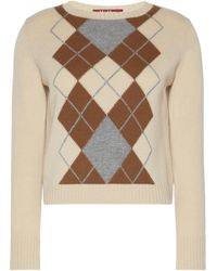 Max Mara - Studio Argyle Intarsia Knit Crewneck Jumper - Lyst