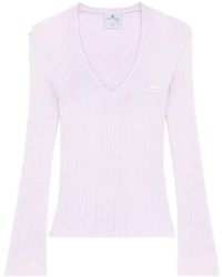 Courreges - V-Neck Ribbed Jumper - Lyst