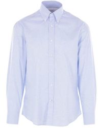 Brunello Cucinelli - Striped Curved Hem Shirt - Lyst