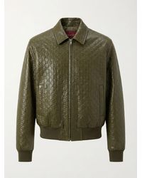 Gucci - Embossed Gg Leather Bomber Jacket - Lyst