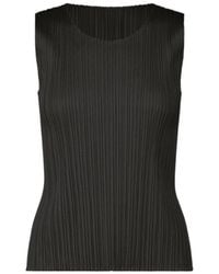 Pleats Please Issey Miyake - Pleats Please Issey Miyake Crewneck Sleeveless Top - Lyst