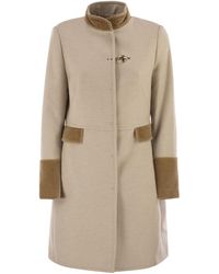 Fay - Virginia Velvet-Trim Coat - Lyst