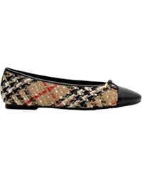 Burberry - Check Bouclé Highgate Ballerinas - Lyst
