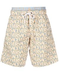 Versace - Logo-Print Swim Shorts - Lyst
