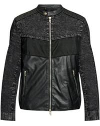 DIESEL - L-Leopol Shell-Panelled Leather Jacket - Lyst