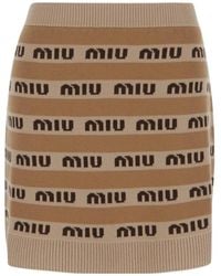 Miu Miu - Logo-Intarsia Wool Miniskirt - Lyst