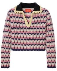 La DoubleJ - Crochet-Trimmed Geometric-Pattern Sweater - Lyst