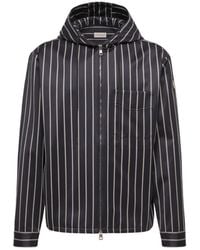 Moncler - Wool Cotton Striped Hooded Shirt - Lyst