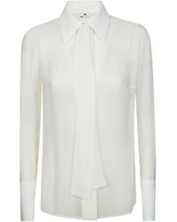 Elisabetta Franchi - Sash Belt Georgette Crêpe Blouse - Lyst