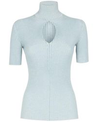 Fendi - Cut-Out Detailed High-Neck Ribbed Jumper - Lyst