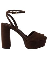 Prada - 115 Suede Platform Sandals - Lyst