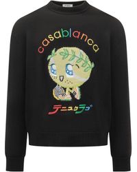 CASABLANCA - Cropped Merino Wool Sweater - Lyst