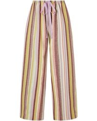 Anna Sui - Mesa Striped Cotton-Blend Straight-Leg Drawstring Pants - Lyst