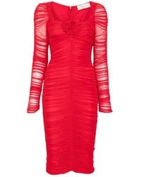 Blumarine - Ruffled Long-Sleeved Party Dress - Lyst