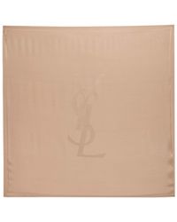 Saint Laurent - Logo-Jacquard Silk Scarf - Lyst