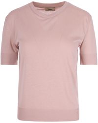 Herno - Short-Sleeved Crewneck Knitted Jumper - Lyst