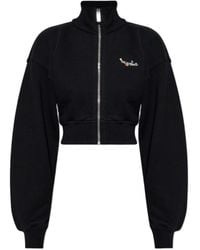 Off-White c/o Virgil Abloh - Floral Arrows Printed Cropped Zipped Sweatshirt - Lyst