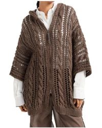 Brunello Cucinelli - Zip-Up Hooded Knitted Cardigan - Lyst