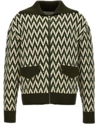 Lanvin - Curb Herringbone Zip-Up Cardigan - Lyst