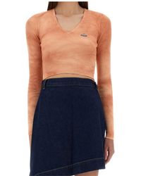 Vivienne Westwood - V-Neck Knitted Cropped Jumper - Lyst