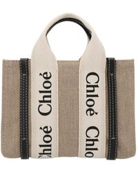 Chloé - Chloé Woody Logo Embroidered Mini Tote Bag - Lyst