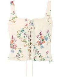 McQueen - Floral Lace-Up Corset Top - Lyst