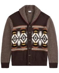 Fay - Jacquard Shawl Collar Cardigan - Lyst