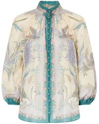 Zimmermann - Indra Billow Metallic Cotton And Silk-Blend Blouse - Lyst
