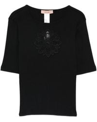 Twinset - Floral-Appliqué T-Shirt - Lyst