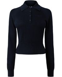 Givenchy - Collared Half-Button Long Sleeve Knit Top - Lyst