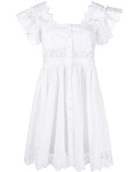 Alberta Ferretti - Broderie-Anglaise Midi Dress - Lyst