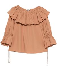 Chloé - Chloé Ruffled Poplin Long-Sleeve Top - Lyst