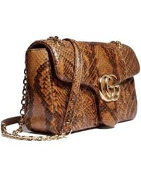 Gucci - Gg Marmont Python Medium Shoulder Bag - Lyst