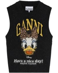 Ganni - Knit Vest With Daisy Duck Graphic - Lyst