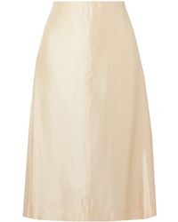 KHAITE - Nania Satin-Twill Midi Skirt - Lyst