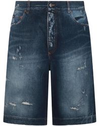 Dolce & Gabbana - Ripped Denim Shorts - Lyst