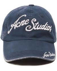 Acne Studios - Logo-Embroidery Cotton Cap Hat - Lyst