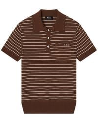 A.P.C. - Aline Striped Knit Polo Top - Lyst