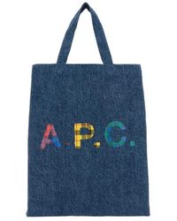 A.P.C. - Logo Patch Denim Mini Tote Bag - Lyst