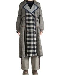 Commun's - Paneled Double-Breasted Coat - Lyst