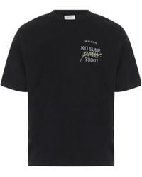 Maison Kitsuné - Maison Kitsuné Logo-Print Fox-Motif Crewneck T-Shirt - Lyst