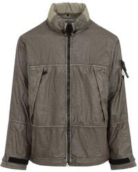 Stone Island - Logo Patch Zip-Up Jacket - Lyst