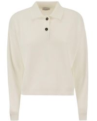 Brunello Cucinelli - Long Sleeved Ribbed-Knit Polo Jumper - Lyst