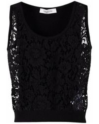 Valentino - Crochet-Design Sleeveless Top - Lyst